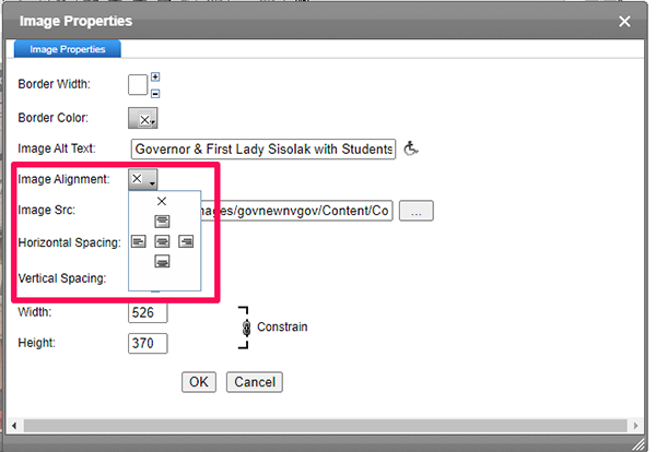 Image alignment Options