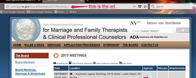 Image shows the URL in the top left corner of the browser window